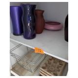 (7) Colored Vases Purple, Pink, Red