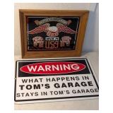 Harley Davidson Mirror Toms Garage Sign