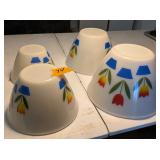 (4) Nesting Fire King Tulip Mixing Bowls Milkglass