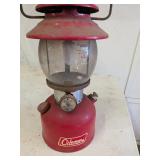 Coleman Latern with Pyrex Globe Red Model 200A