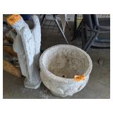 Concrete Planter and Angel