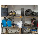(2) Gray Metal Shelves and Contents