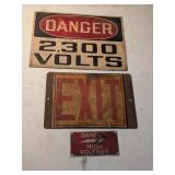 (3) Danger High Voltage, Exit  Signs