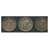3- Mixed 1910's Standing Liberty Quarters