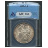 1885-O Morgan Silver Dollar ANACS MS 63