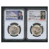 2- 1964 Silver Kennedy Halves NGC Graded