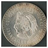 1947 Mexico 5 Pesos .900 Silver 30 grams