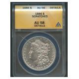 1886 Morgan Silver Dollar ANACS AU58 Details