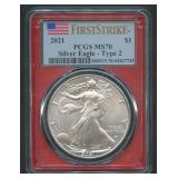 2021 Type 2 ASE Silver Eagle PCGS MS 70
