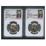 2- 1964 Silver Kennedy Halves NGC PF 67