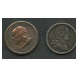 2- Mixed Copper Souvenir Tokens