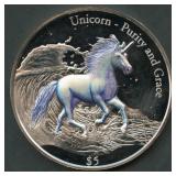 2016 Fiji $5 Unicorn .999 Silver Round 3 ozt
