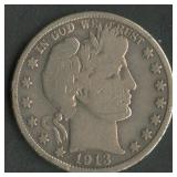 1913 Liberty Head Barber Half Dollar