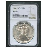 1986 ASE Silver Eagle NGC MS 69