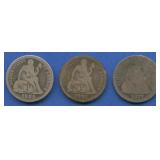 3- Mixed Seated Liberty Dimes