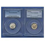 2- 1939-D Mercury Head Dimes PCGS MS 66 FB
