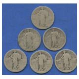 6- 1917 Type I Standing Liberty Quarters