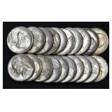 20- Mixed 35% Silver Jefferson War Nickels AU/BU