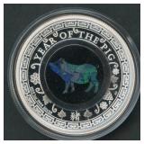 Australian Opal Lunar Pig .999 Silver Round 1 ozt