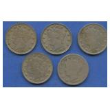 5- Mixed Liberty Head V Nickels