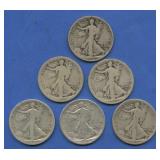6- 1916 Dated Walking Liberty Half Dollars