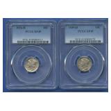 2- Mercury Head Dimes PCGS XF 45