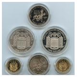 1992 US Olympic Coins 6 Coin Set with Gold