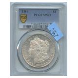 1886 Morgan Silver Dollar PCGS MS 63