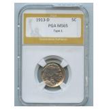 1913-D Type 1 Buffalo Nickel PGA Graded