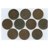 10- Mixed 1800's Indian Head Cents