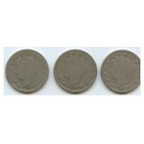 3- Mixed Liberty Head V Nickels
