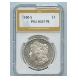 1880-S Morgan Silver Dollar PGA Graded