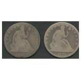 2- 1877 Seated Liberty Half Dollars