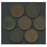 7- Mixed 1840's Braided Hair Large Cents