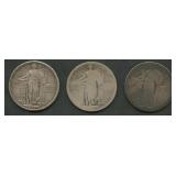 3- Mixed Standing Liberty Quarters