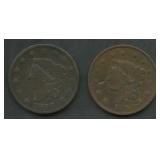 1818 and 1836 Coronet Head Large Cents