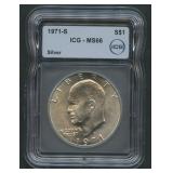 1971-S Eisenhower Silver Dollar ICG MS66