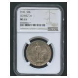 1925 Lexington Commem Silver Half NGC MS 65