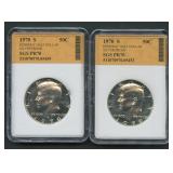 2- 1970-S Kennedy Half Dollars Silver Proof  SGS