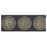 3- 1899-O Morgan Silver Dollars
