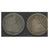 1873 No Arrows and 1874 Seated Liberty Halves