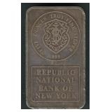 Republic National Bank of NY .999 Silver Bar 5