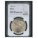 1925 Peace Silver Dollar NGC MS67