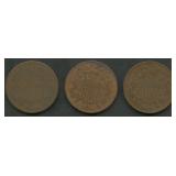 3- Mixed 1870's Two-Cent Pieces