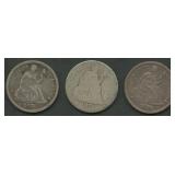 3- Mixed Seated Liberty Dimes