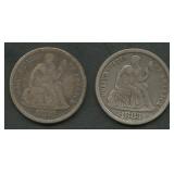 2- 1883 Liberty Seated Dimes