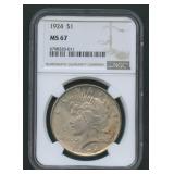 1924 Peace Silver Dollar NGC MS67
