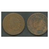 2- 1871 Indian Head Cents