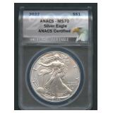 2022 ASE Silver Eagle ANACS MS 70