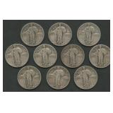 10- Mixed Standing Liberty Quarters 1925-1930